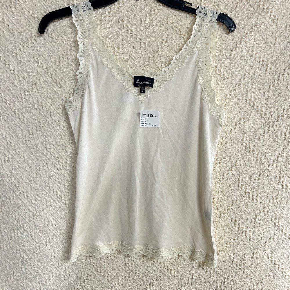 Lace silk blend Trim Ivory Camisole